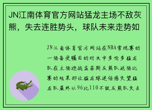 JN江南体育官方网站猛龙主场不敌灰熊，失去连胜势头，球队未来走势如何？